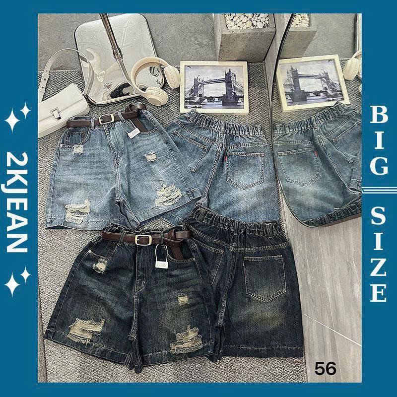 Quần short ngố jean nữ rách đùi bigsize 55-85kg quần ngố lửng rách cạp lưng thun QC56 2KJeans
