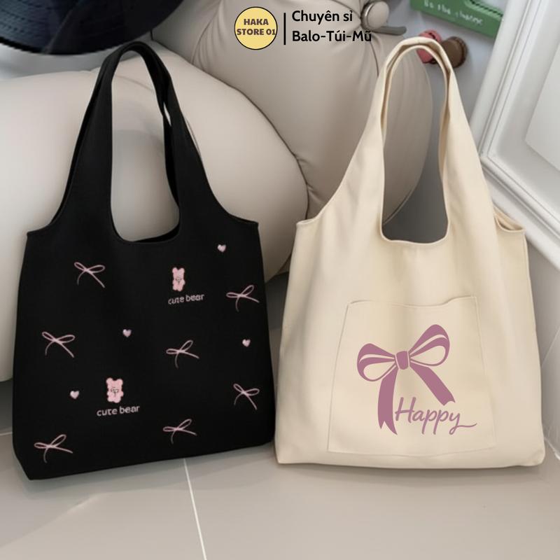  Túi tote vải canvas đựng đồ đi học cỡ lớn đựng sách vở,Laptop 14 inch phong cách ulzzang Nữ Đeo Vai Túi tote xinh in hình hot trend labubu capybara Bag Chữ Nhật Hình Chữ Nhật 