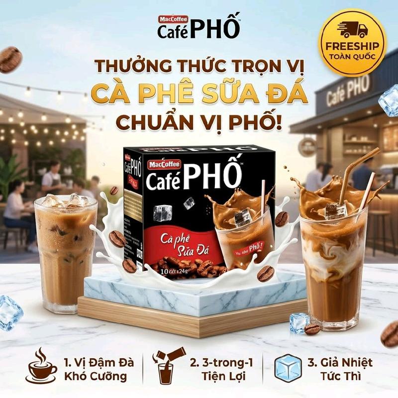 Combo Tiết Kiệm 2 Hộp/3 Hộp/5 Hộp Cà Phê Phố Sữa Đá 10 Gói×24g - Sản phẩm tiện lợi cho người yêu cà phê - Thưởng thức mọi lúc mọi nơi