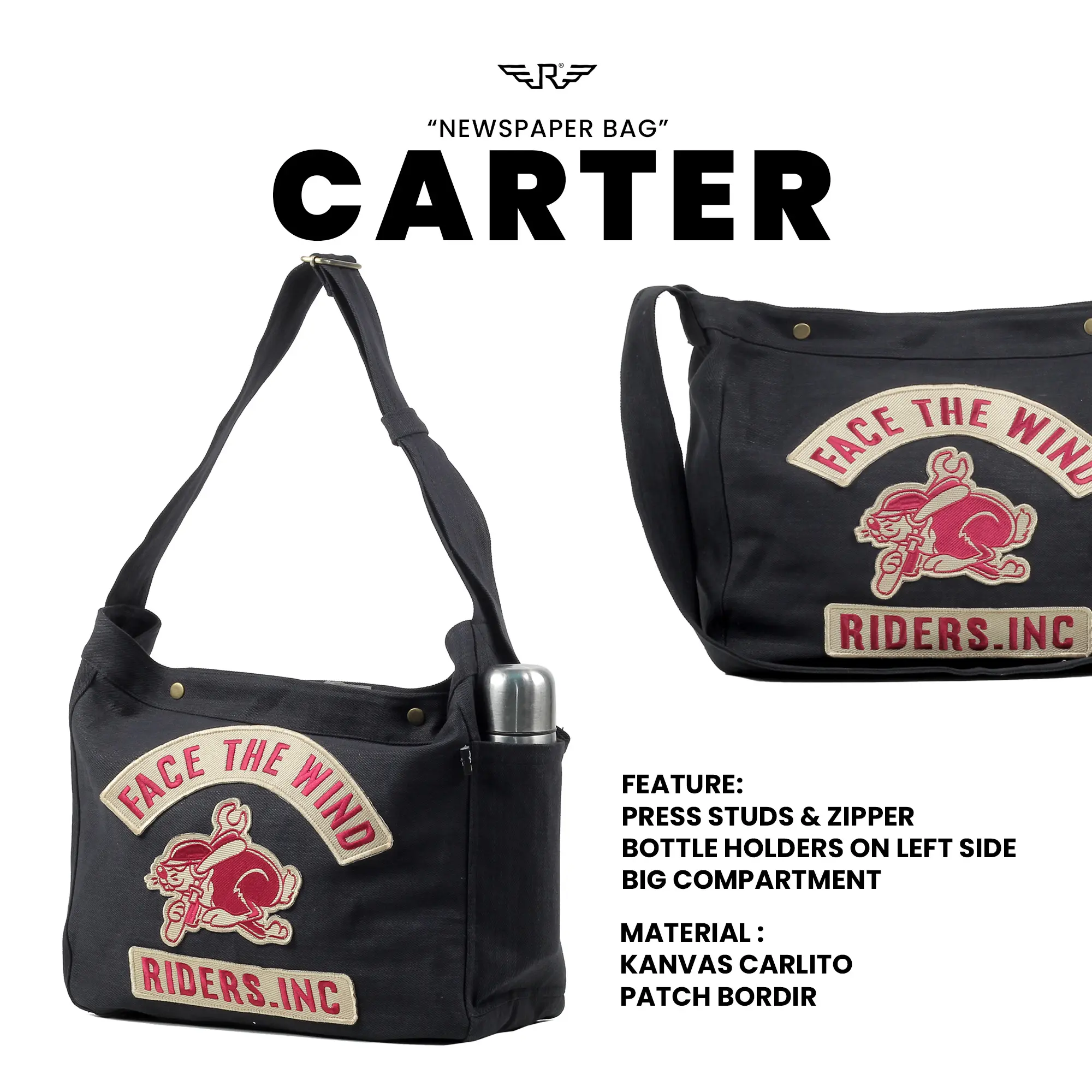 RIMC Tas Selempang Carter - Newspaper Bag Kanvas Slingbag Canvas Tas Selempang