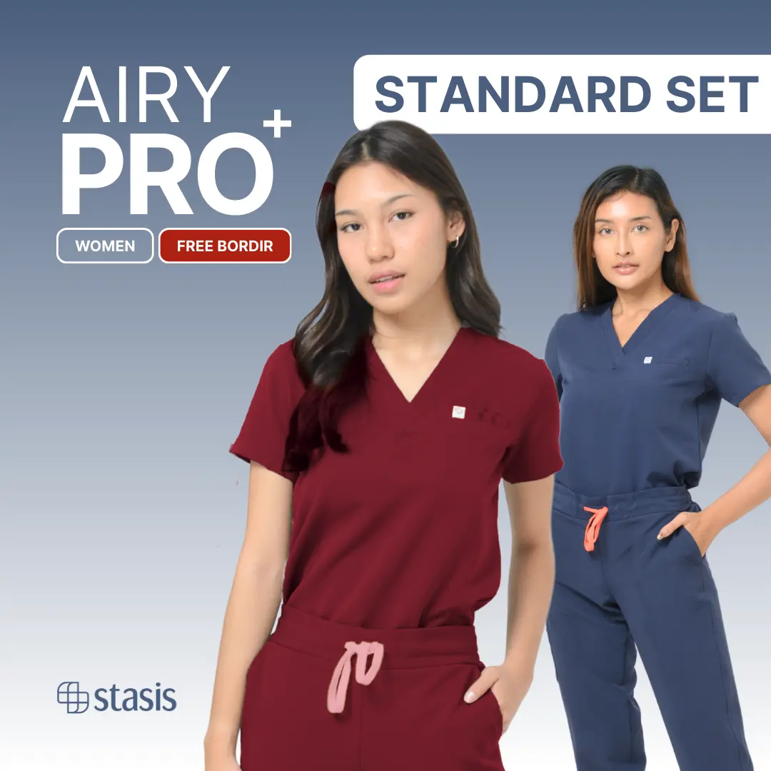 New! [STANDARD] AIRY PRO+ Women Series Set - Vneck Pendek & Panjang - Scrub Baju OK Stasis Medical Dokter Bidan Perawat Baju jaga Medis V Neck Cargo Nakes custom karet bahan polydex bukan toyobo, american drill, seragam wanita pria