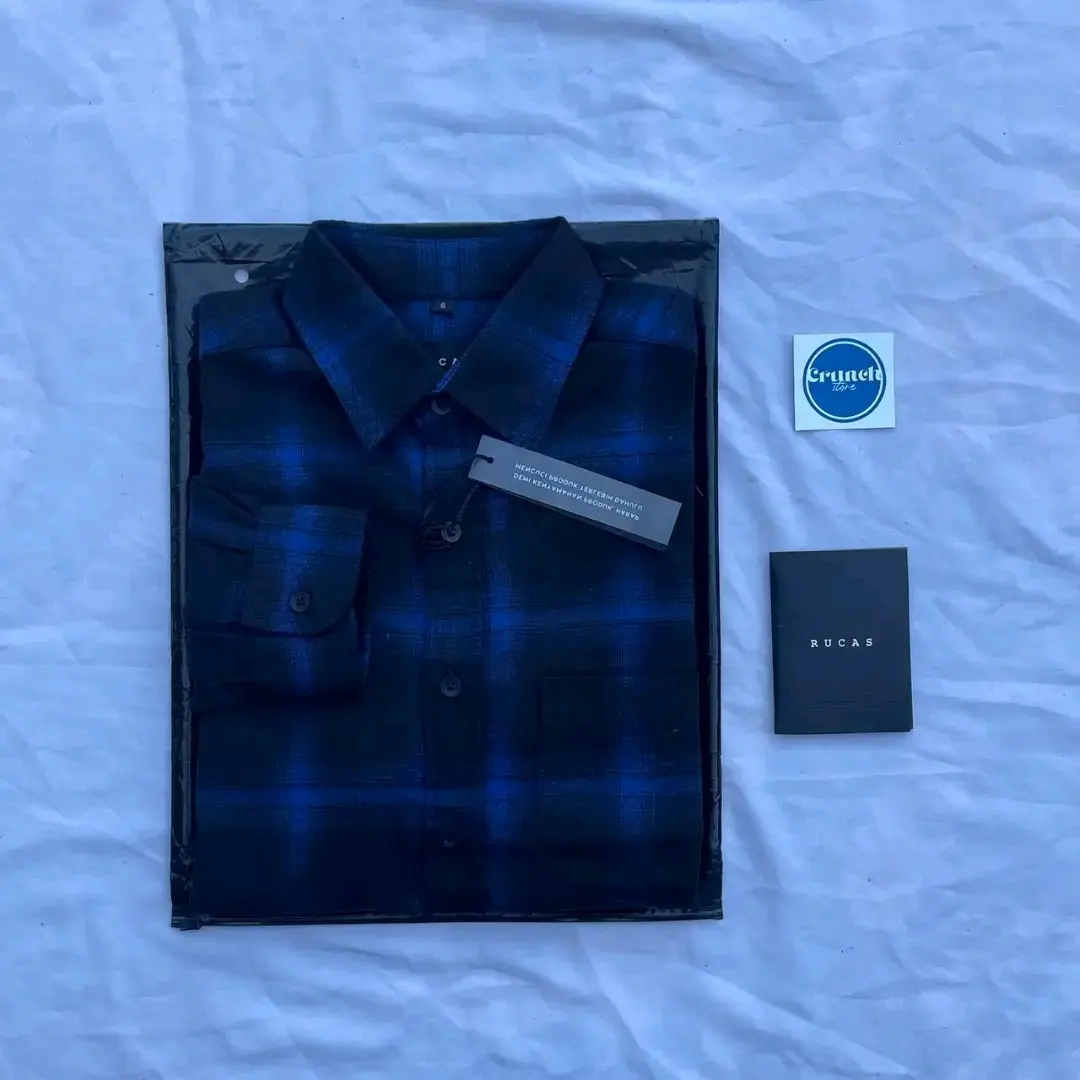 Flannel Rucas Blue Sapphire Flannel Shirt Size S-XXL Flannel Pria/Wanita