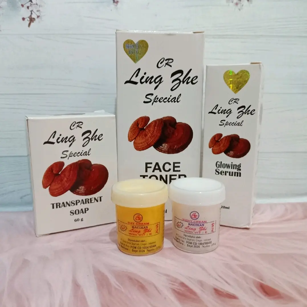 Paket Cream Ling Zhe 5 IN 1 Asli 100% Original BPOM  Paket Ling Zhe Whitening + Glowing Memutihkan Mencerahkan Wajah Kusam