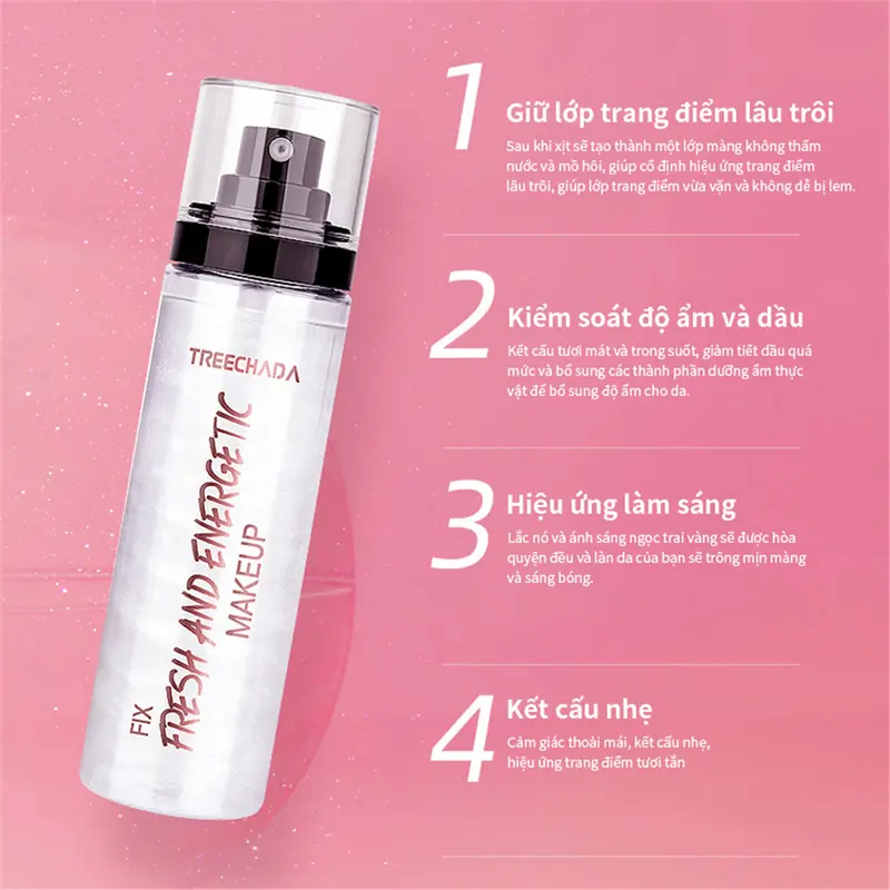 TREECHADA Bình xịt cố định lớp trang điểm Chai xịt khóa cố định lớp trang điểm giờ giữ nền lâu trôi cấp 100 ml x it 1