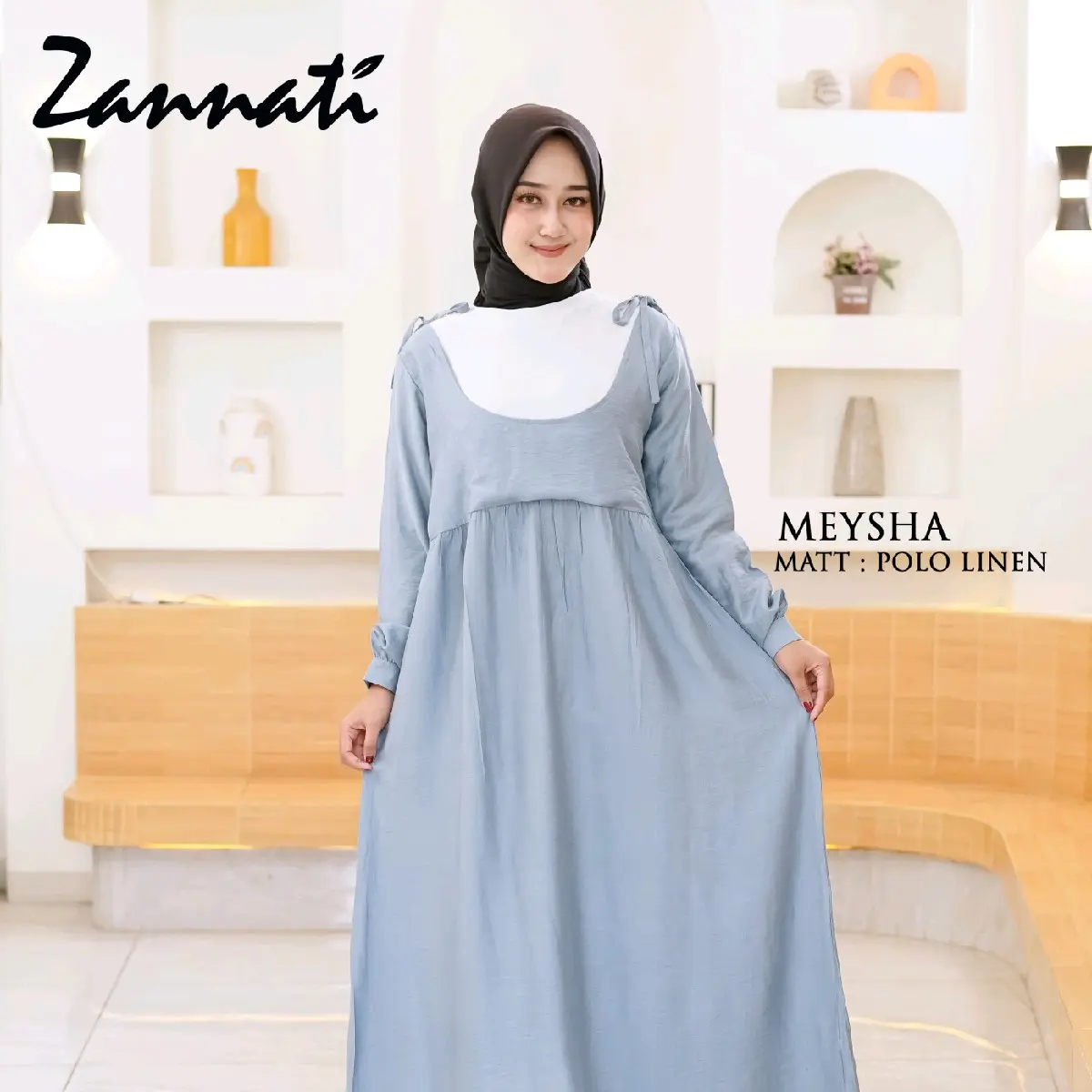 Zannati Gamis Wanita Dewasa Meysha Polo Linen
