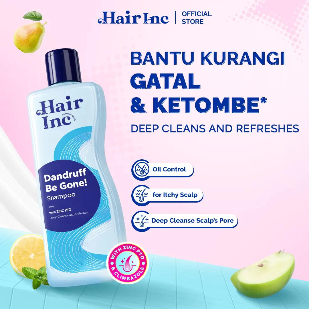 [NEW PACKAGING] Hair Inc Dandruff Be Gone! Shampoo 130ml Shampoo Anti Ketombe, Lepek dan Gatal, Kulit Kepala Bersih, Segar dan Wangi
