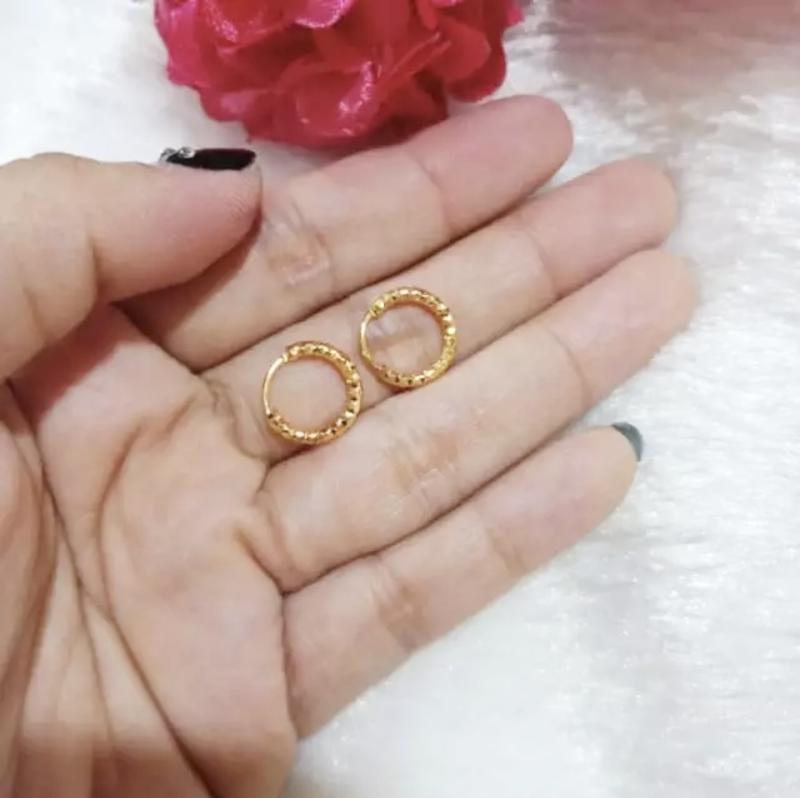Anting Hoop Gipsy Bulat Mewah Fashion Emas Premium Anti Alergi Nyaman Dipakai Perhiasan 4