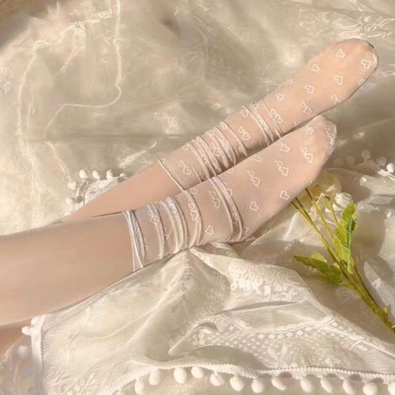 Thin Style Lace Middle Cylinder Women Sock Jap Jk Academic Style Flower Hollow Out Refreshing Socks For Women 9