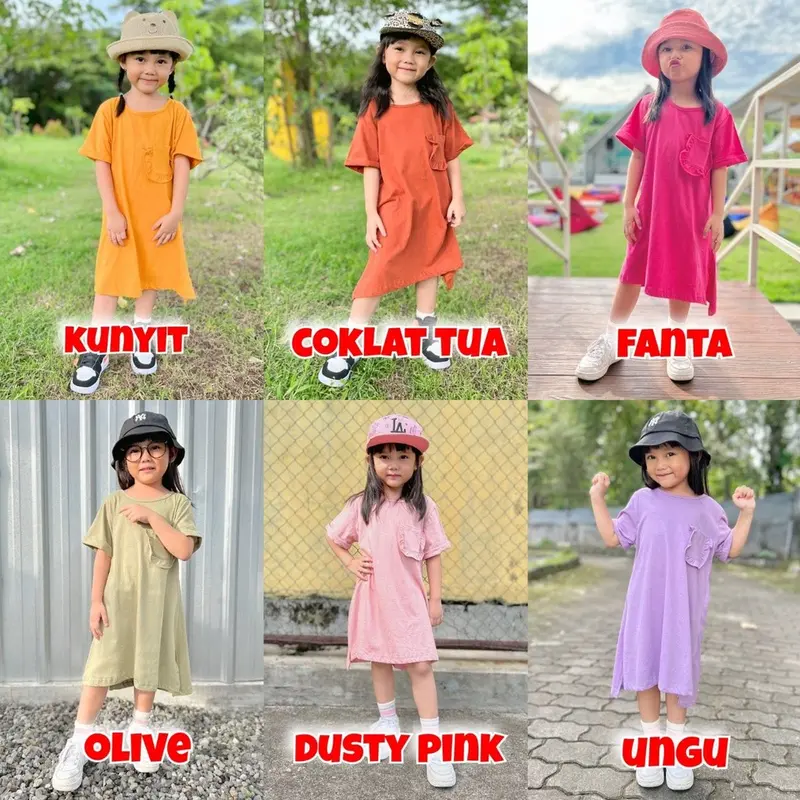 DRESS ANAK RUMI OVERSIZE SIZE 1-5 TAHUN - DASTER ANAK BAHAN KAOS DRESS LUCUNA RUMI ANAK 2