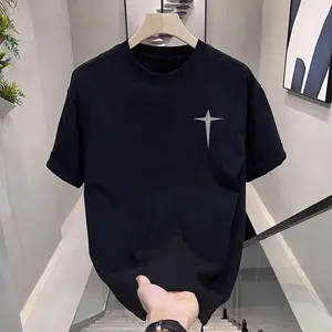 T-shirt Kasual Cetak Retro Nyaman Pasangan Longgar Katun Sempurna Gaya Jalan Lembut Kain Premium Kombinasi Katun Poliester Hem Double-stitched Baju Klasik Esensial Sehari-hari Tee Hitam Pendek simpel xl minimalis xlarge