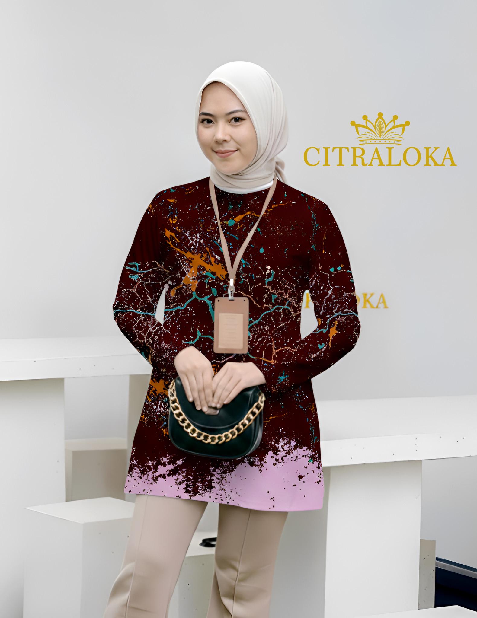 Citraloka Tunik Pendek Bahan Solo Adem Lafis Furing Kancing Dalam Motif Trend Size S M L XL XXL Ciprat Kuning Atasan Wanita Katun Tampilan Trendy Muslim Nyaman