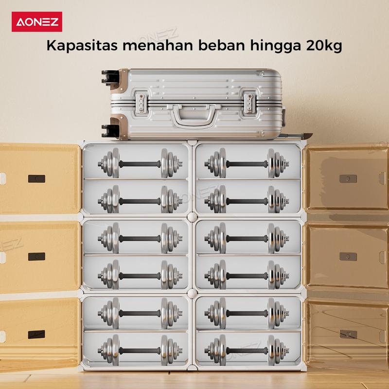 Product Introduction of 【30Hari Garansi】 AONEZ Rak Sepatu Tertutup 8 Slot - Lemari Sepatu Transparan Anti Debu untuk Penyimpanan Sepatu dan Tas di Rumah 11