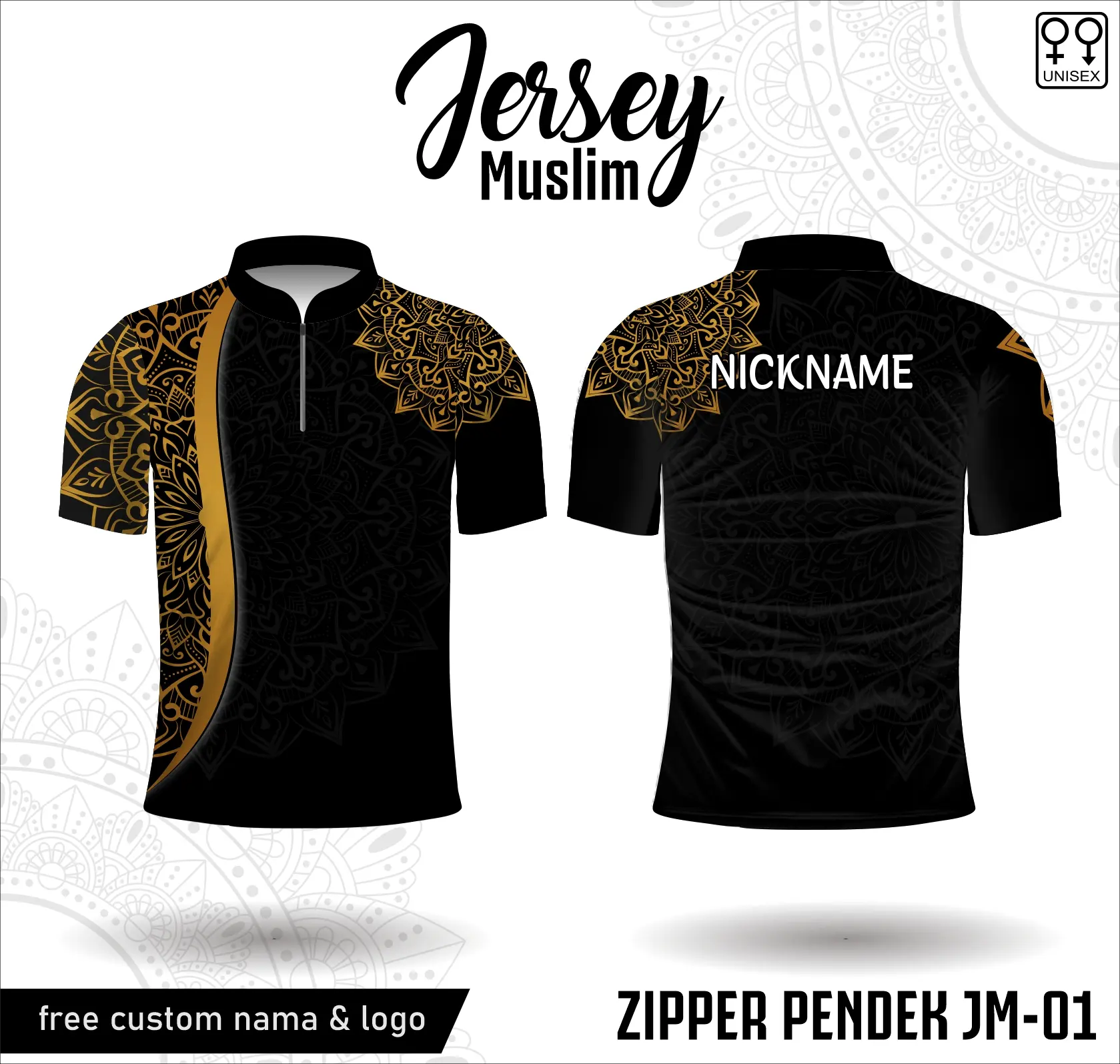 Baju koko jersey muslim pria kaos islami zipper pendek dewasa dan anak