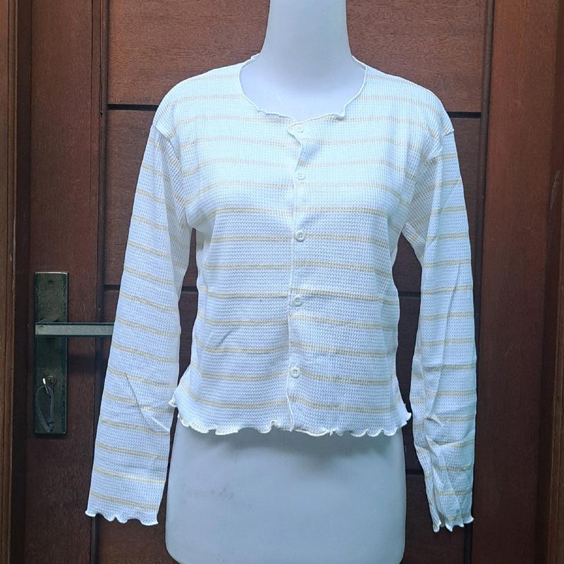 CARDIGAN WANITA CROP OVERSIZE / CARDIGAN WANITA MOTIF STRIPE Kardigan Kancing Panjang Knitwear Waffle Atasan Top Outer Garis CARDIGAN WANITA CROP OVERSIZE / CARDIGAN WANITA MOTIF STRIPE Kardigan Kancing Panjang Knitwear Waffle Atasan Top Outer Garis