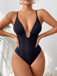 Body moldeador sin costuras de cuello en V para mujer, control de abdomen y levantamiento de glúteos, faja para uso diario, compresión