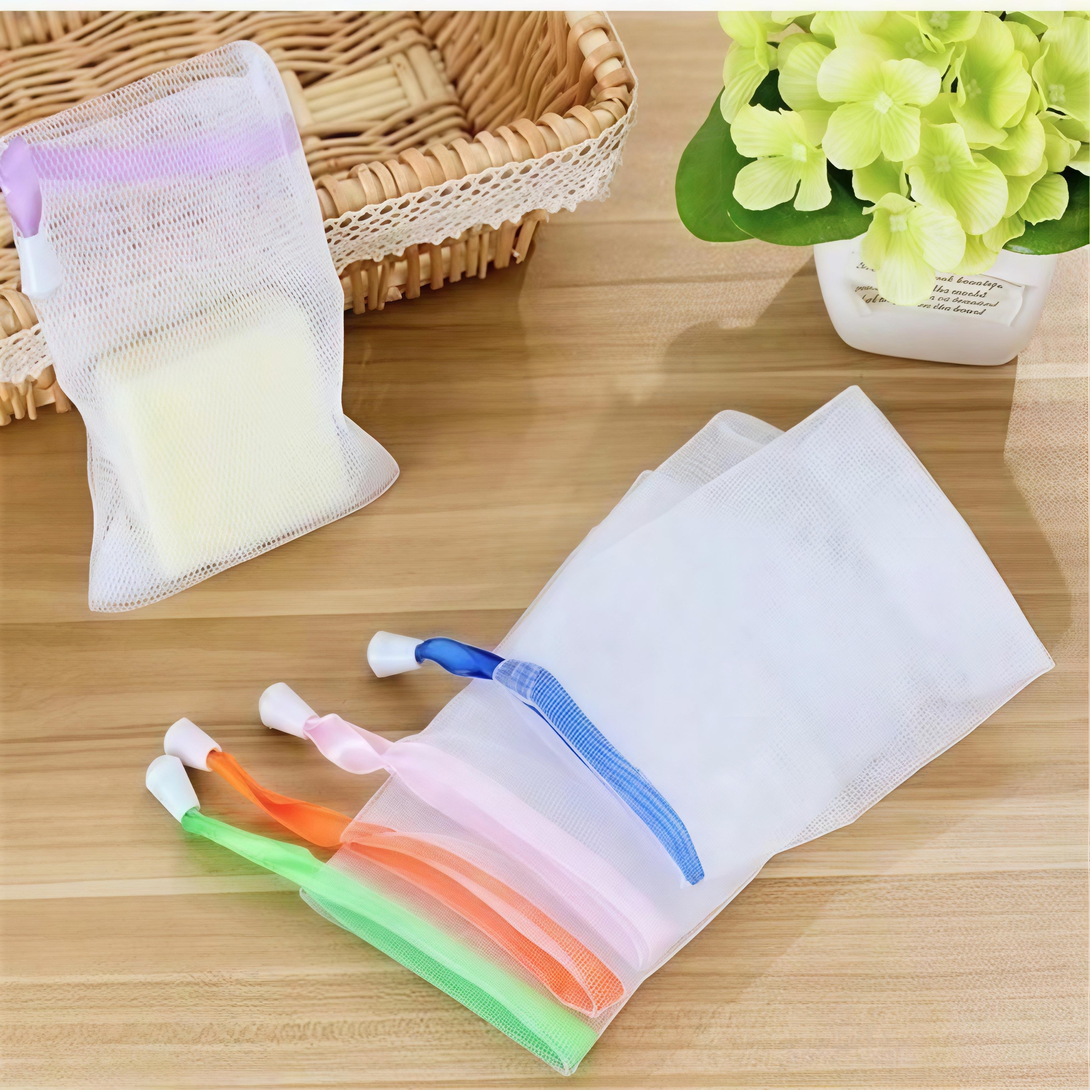 Jaring Pembusa Sabun Dua Lapis Tebal Ultra Halus untuk Sabun Gelembung Cuci Muka dan Mandi Kantong Jaring Serbaguna untuk Kulit Sensitif - Telinga, Alis