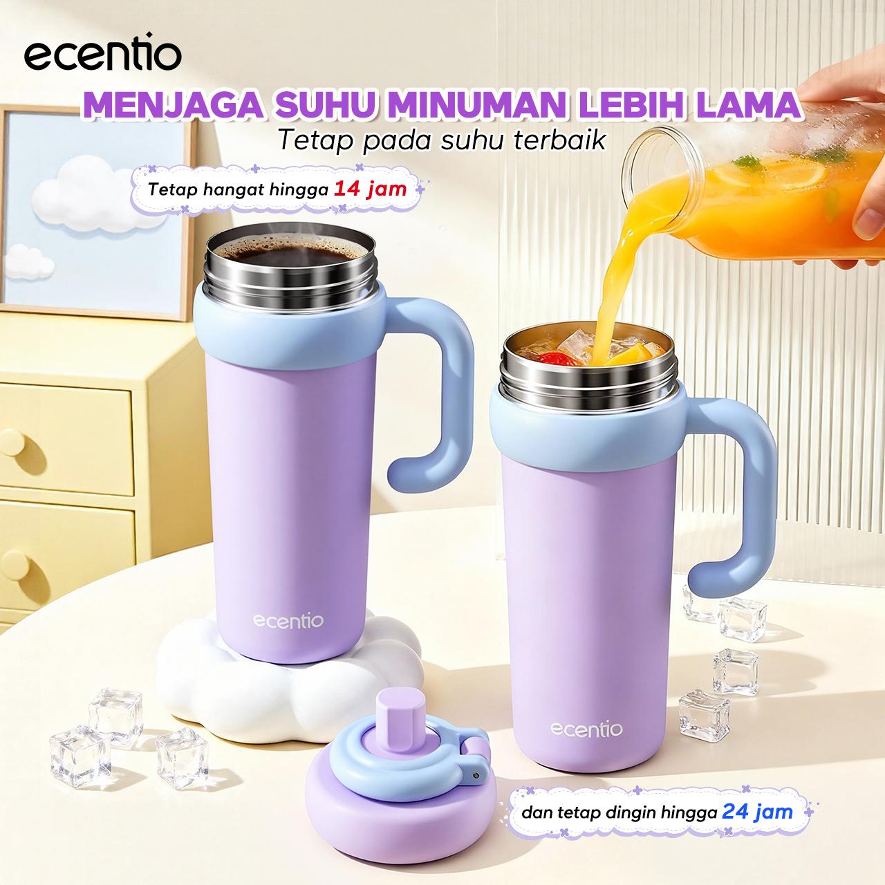 【 PO 22 Jan】【celyhome exclusive】ecentio 750ml Aluminum Bottle+550ml tumbler Stainless 【Soft Cloud Series】 sport outdoor lari Portable Tetap dingin selama 24 JAM Botol minum besar