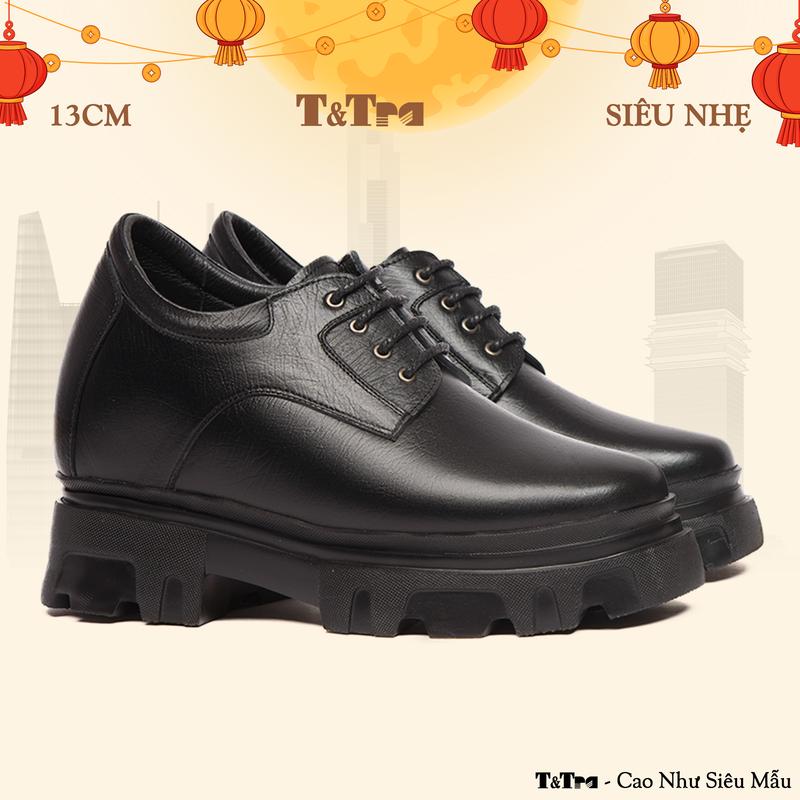 [13CM] Giày Tăng Chiều Cao Nam T&Tra T167 Đen Sọc - Nhẹ Hơn và Ít Dốc Hơn