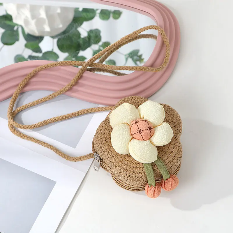 Túi Rơm Dệt Đeo Chéo Mini, Thiết Kế Dễ Thương, Dành Cho Trẻ Em, Lý Tưởng Cho Các Hoạt Động Ngoài Trời 3