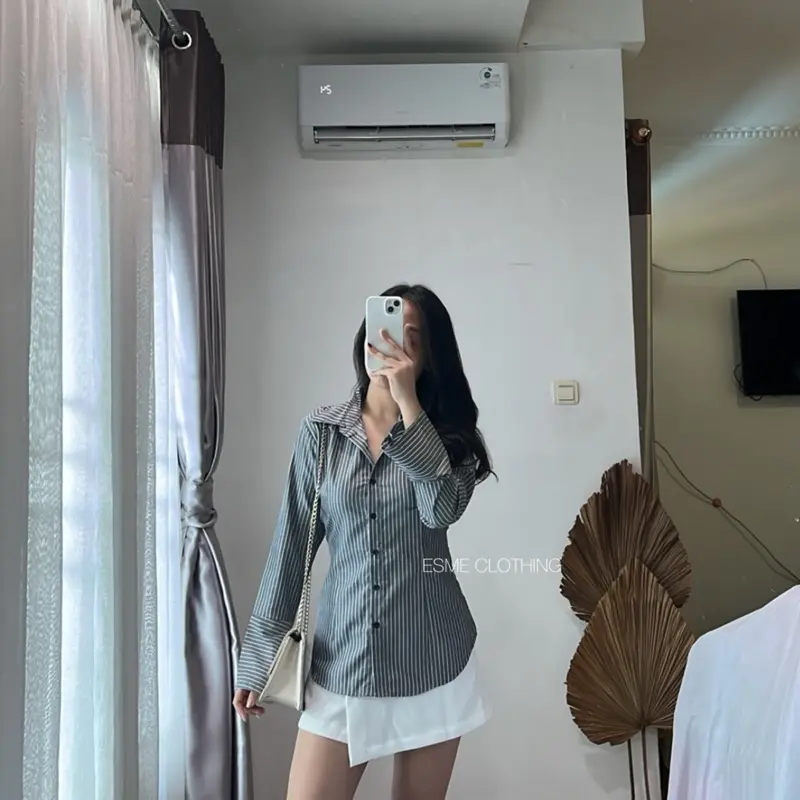 [ESME] Janice fitted shirt stripe / Kemeja fitted salur 3