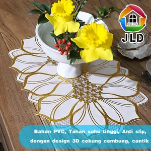 JIELIDA Taplak Meja Tamu Cantik Premium Gold & Silver Anti Air Ukuran 40x84 cm