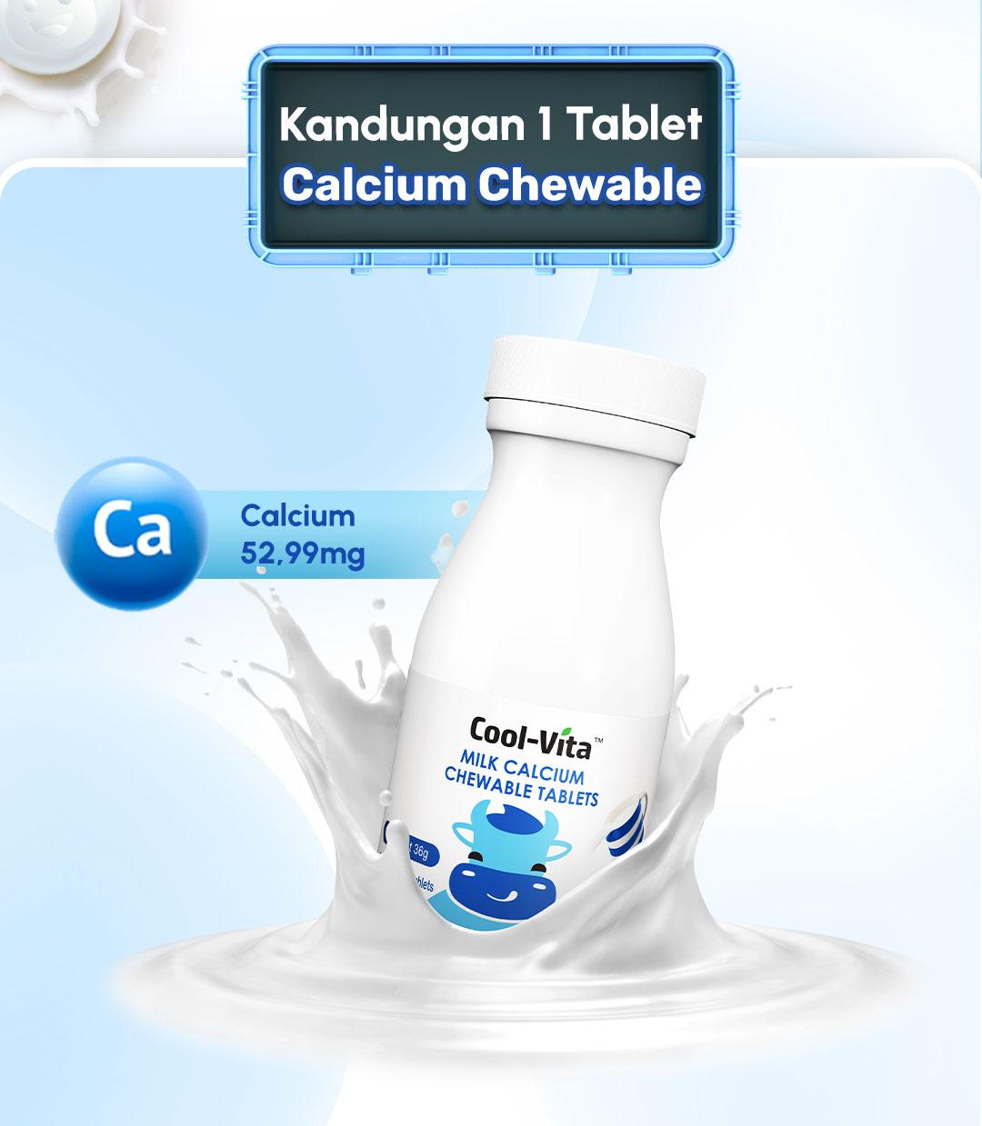 [TT] Coolvita 6 Botol Calcium Chewable - Tablet Kunyah | Suplemen Anak dan Dewasa | Dukung Pertumbuhan Tulang & Gigi Secara Optimal