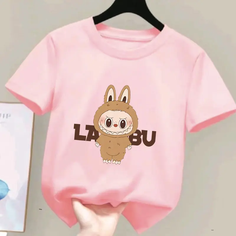 COD Kaos Anak Lengan Pendek Cewe Cowo / Baju Oblong Anak lengan Pendek Ideal Usia 2-15 TH Cotton combed Motif LABUBU Fashion 6