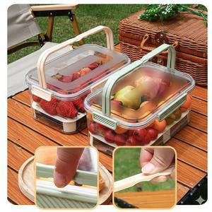 กล่องปิดผนึกแปดช่องเกรดอาหารพร้อมหูจับและฝาปิดสำหรับสลัดผลไม้ กล่องเก็บในตู้เย็น กล่องส่วนผสมผงน้ำแข็ง กล่องเบนโตะ