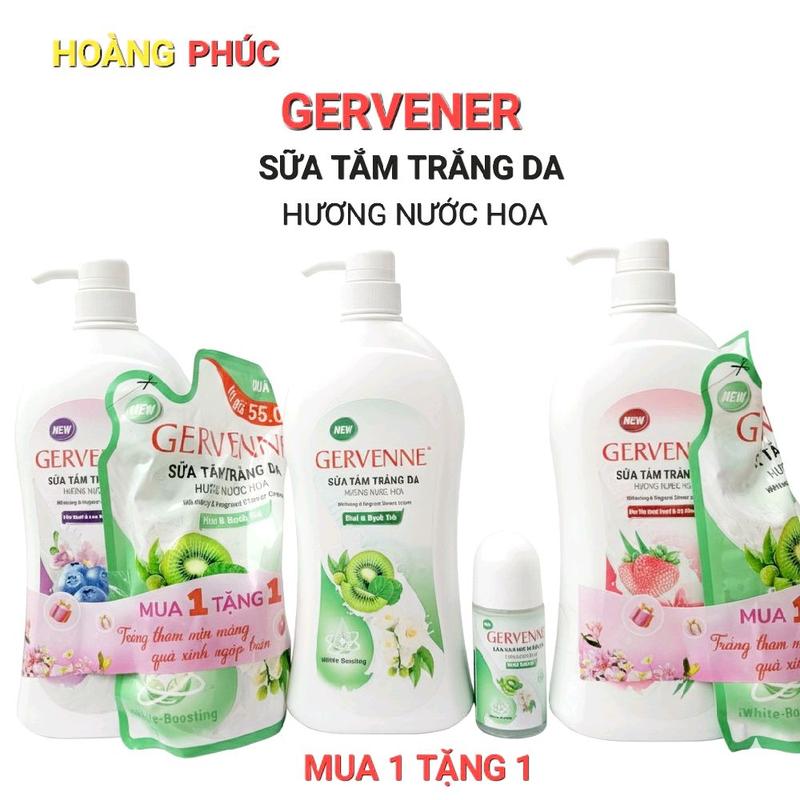 GERVENNE Sữa tắm trắng da Kiwi & Bạch Trà 900gr tặng bịch 450gr dưỡng da sáng mịn hương thơm tinh tế dài lâu Có hóa đơn nhập hàng chính hãng