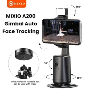 MIXIO A200 Auto Face Tracking Gimbal Handphone Stabilizer 360° With Lampu Led