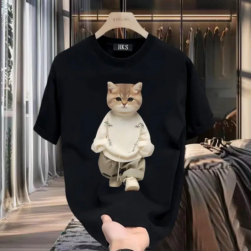 DeWardrobe Kaos Loose-Fit CAT Model step | Katun Premium Pria Wanita Unisex Lengan Pendek | Retro Streetwear Vintage Korean Style | COD