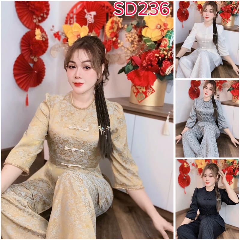  SD236  - BỘ GẤM CỔ ĐÍNH CƯỜM BỘ BÀ BA PHÁP PHỤC 