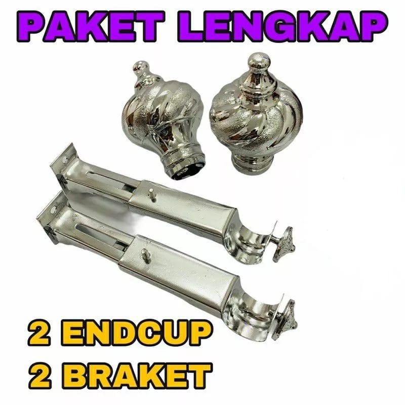 Bracket penyangga batang gorden en cup penutup batang rel batang gorden anti karat 0