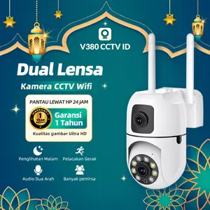COD V380 Y33A Outdoor Dual Lens CCTV Camera Kecil HD 2MP Wi-Fi Koneksi Nirkabel Penglihatan Malam Lensa Ganda Kamera Keamanan Dua Pelayaran PTZ