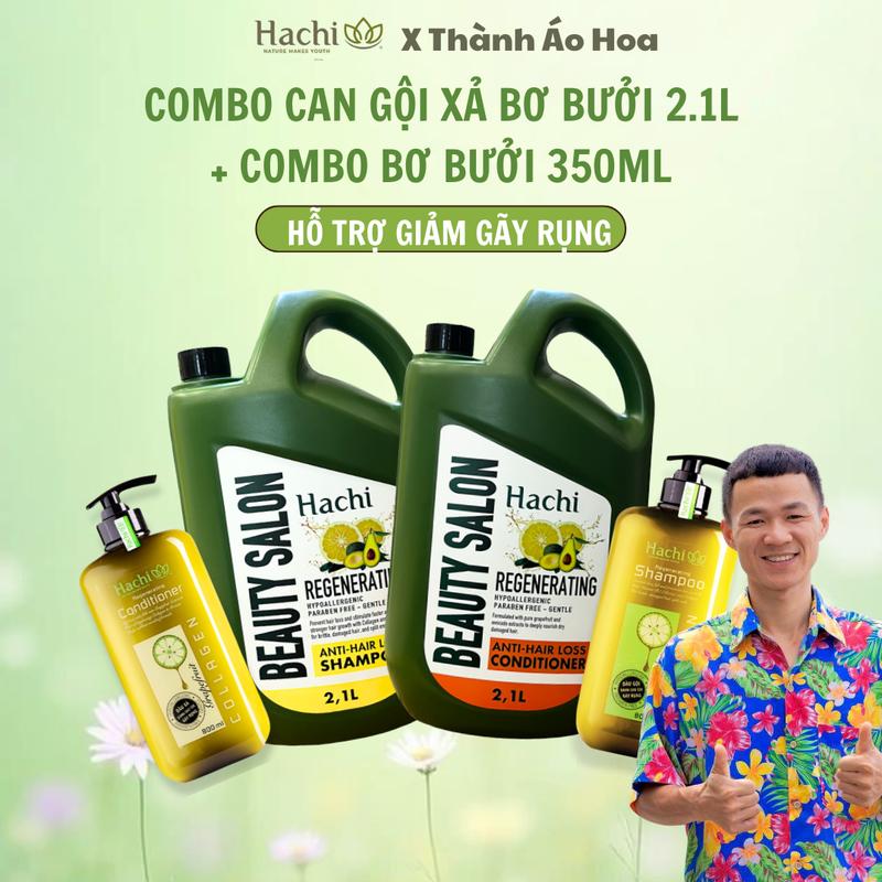 Combo Can + Combo 350ml Bơ Bưởi Hỗ Trợ Giảm Rụng Regenerating Hachi 2,1L , dầu gội, dầu xả, chăm sóc tóc