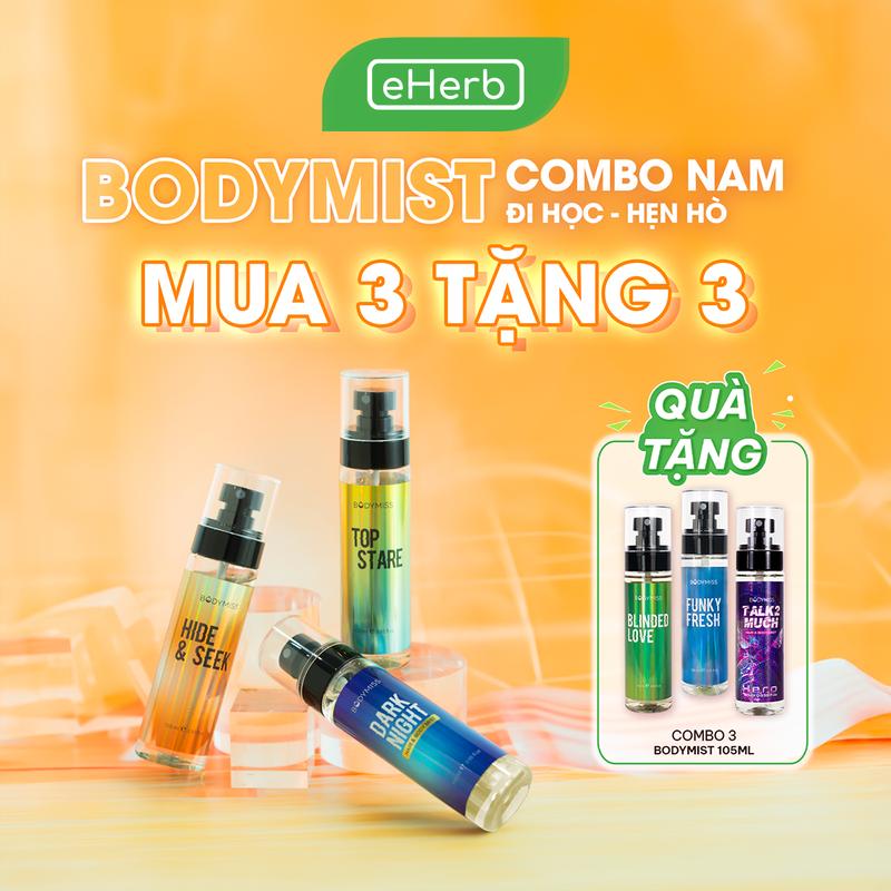  LIVE  COMBO NAM  Xịt Thơm Body Mist Toàn Thân Học Sinh Sinh Viên EHERB - Nước Hoa Nam Quyến Rũ Lịch Lãm Thơm Lâu BODYMISS - Khử Mùi Cơ Thể Nam Chơi Thể Thao Gym - Xịt Thơm Tóc Nam Body Hair Mist Perfume Cosmetic Unisex Men - Tặng Full Size  s  