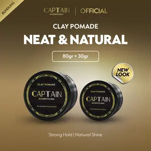 Special Bundling - Captain Hairstyling Clay Pomade Reguler + Clay Pomade Travel Size Pria Styling Rambut