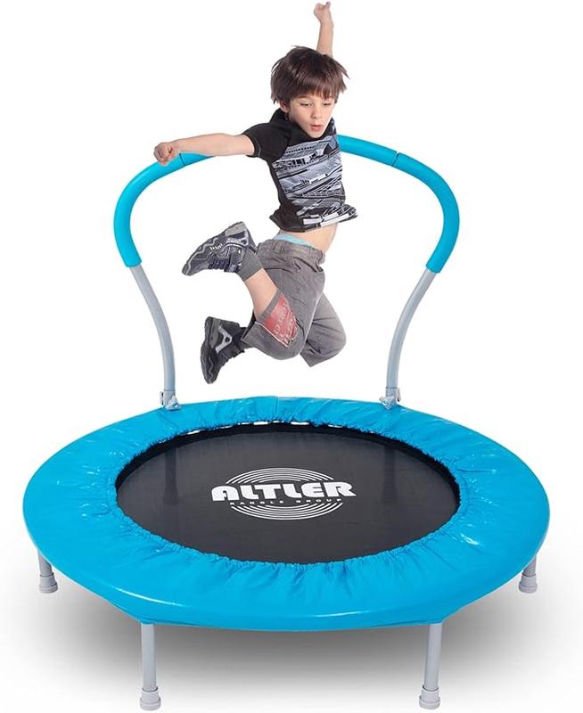 TikTok Shop 36 Inch Kids Trampoline for Toddlers Portable Recreational Children with Handle and Safety Padded Cover Mini Trampoline Indoor or Outdoor Jump Sports Max Load 220 LBS Blue