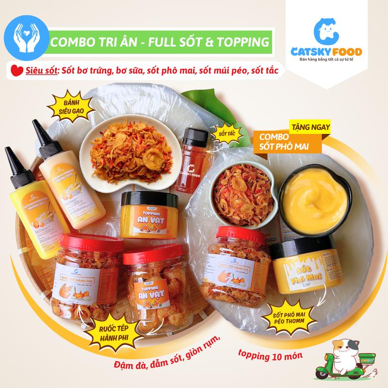   Deal Live  COMBO TRI ÂN Bánh Tráng Phơi Sương - Catsky Food - Ruốc Tép Hành Phi Đậm Đà Bơ Trứng Bơ Sữa Sốt Phô Mai Sốt Muối Beo Snack Food 