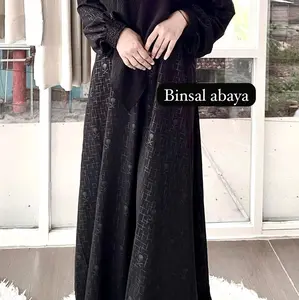 abaya embos basic star forzaleta exclusive Lembut Gamis Simple Wanita Muslim Hitam (pre order)