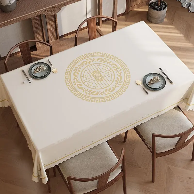 New Chinese style no-wash waterproof and oil-proof table mat pvc high-end living room coffee table table mat tablecloth 2023 new tablecloth