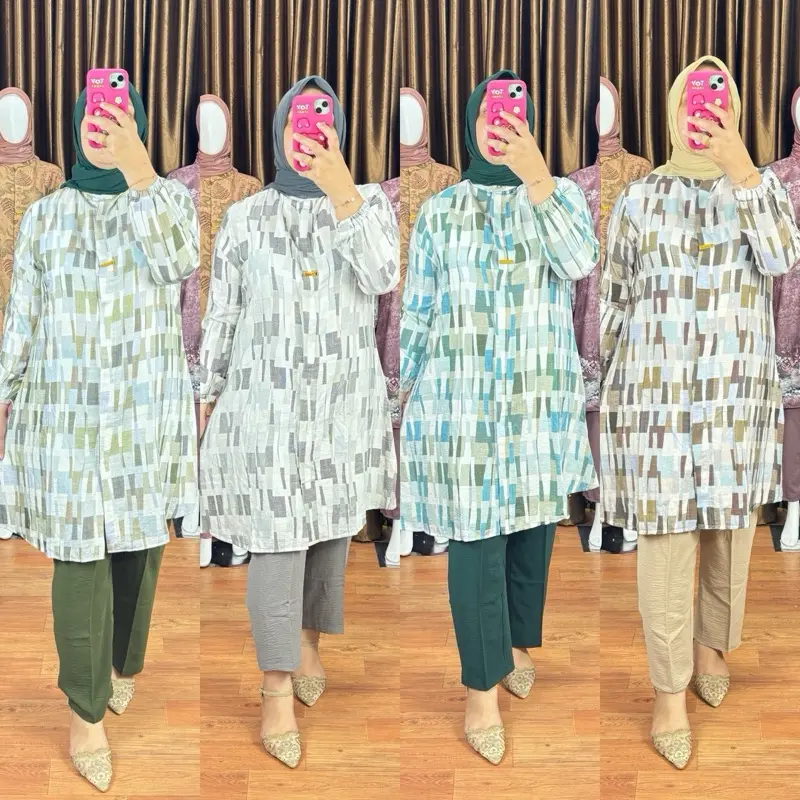 SETELAN LONG TUNIK AZALEA (CHOCO NICI &CRESPO  PREMIUM) 2