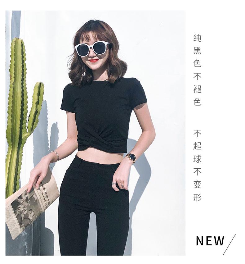 Product Introduction of Black T-shirt women's short sleeves, short high waist, with high net celebrity, small summer dress, crop top, INS super hot 8