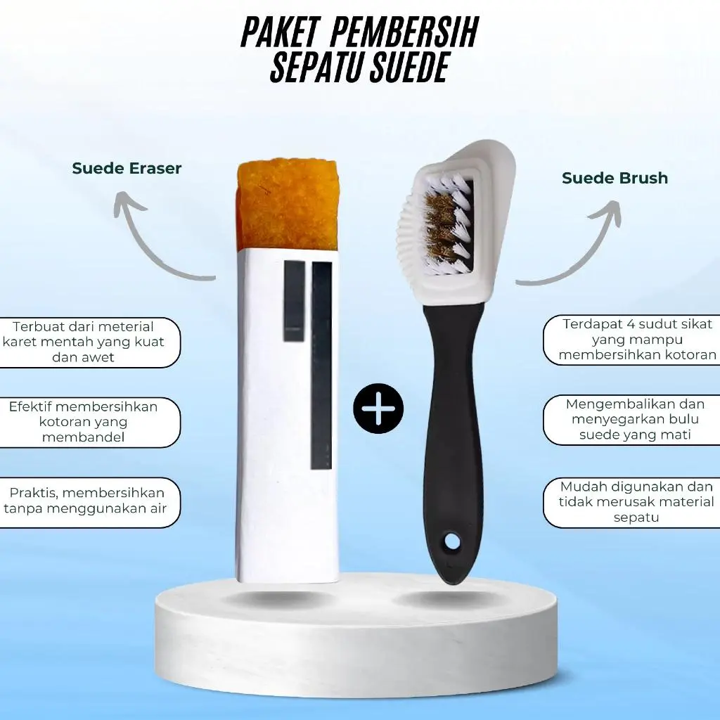 Paket Pembersih Sepatu Suede & Nubuck / Suede Brush + Suede Eraser Bonus Tali Sepatu