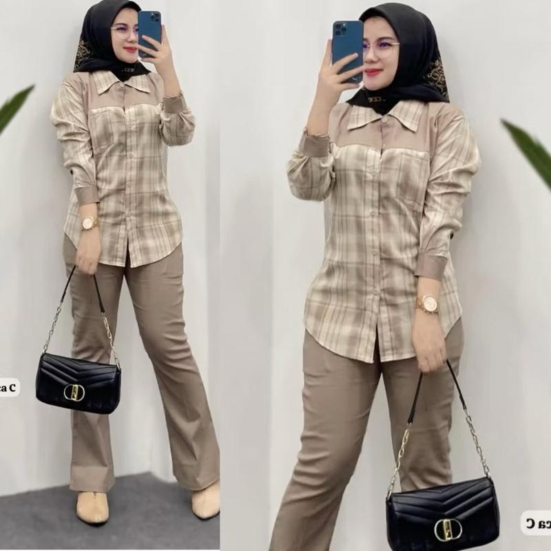 ready stock • SOFIA SET BY MARSELLA / FRANS / SANIYA / setelan kemeja katun + celana cutbray / set wanita kekinian