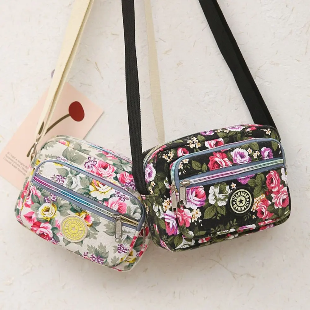 Túi Đeo Vai In Hoa Nhiều Lớp Cho Nữ Và Bé Gái, Túi Xách Nylon Cổ Điển Thường Ngày, Ba Lô Một Bên Vai Cổ Điển