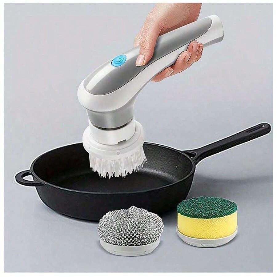 QPT Mall Sikat Elektrik 4 in 1 Handheld   Sikat WC Elektrik   Sikat Kamar Mandi Rotasi Cerdas 360° Derajat Kebisingan Rendah Tahan Air IPX7 Wastafel Dapur Cleaning Brush