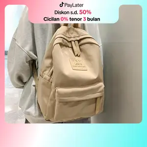 Ready! COD! Tas Ransel Wanita Sekolah Stylish Backpack Punggung Bahu Tas Sederhana Nilon Besar Ransel Korean Style Import Murah Tahan Air Tas Ransel Pria Unisex Laptop Pria Tas Sekolah Cewek Hitam Pink
