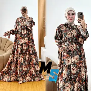 Florenza Drees Gamis Wanita Rayon Motif Mix Premium Adem Lembut Lengan Balon Bumil Busui friendly 130-140cm
