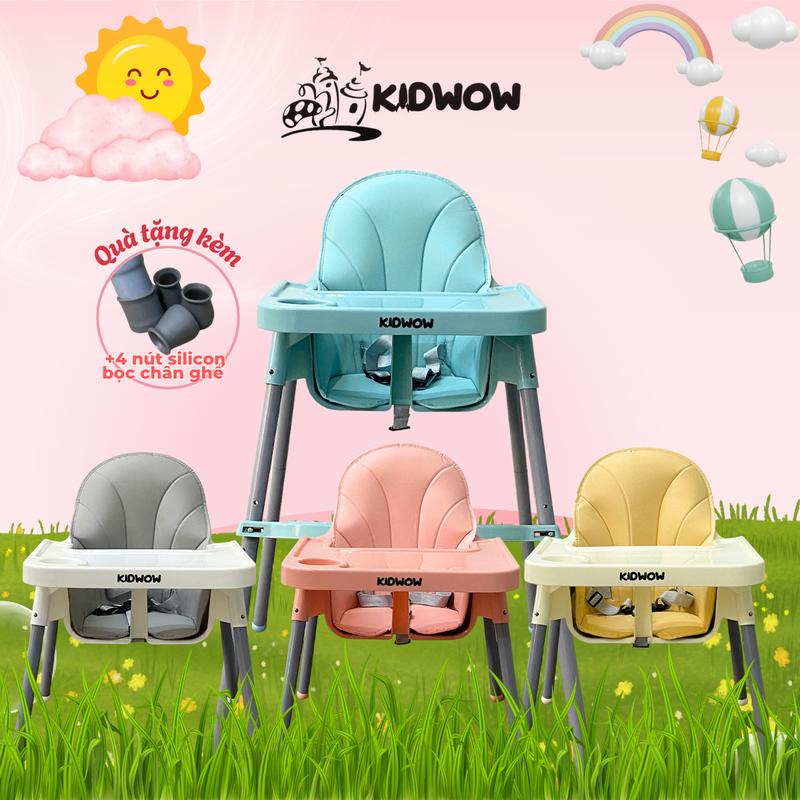 Ghế ăn dặm bàn ăn diều chỉnh 2 nấc dây đai an toàn sử dụng cho bé từ 6 tháng-3 tuổi. Voi Kem